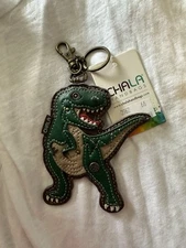 CHALA DINOSAUR KEY FOBS - T REX & TRICERATOPS - COIN PURSE ON THE BACK