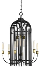 Cal Lighting 9-Light Chandelier in Dark Bronze Antique Brass, Durable Metal with