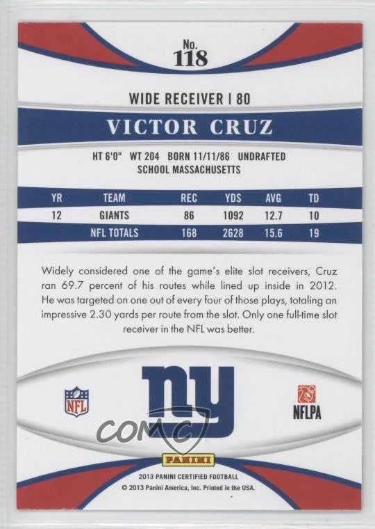 2013 Certified Platinum Red Victor Cruz #118 - Image 2 of 2