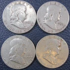 1951 1954 1962 1963 P Franklin Half Dollar 90% Silver - Lot 4 Condition Varies a