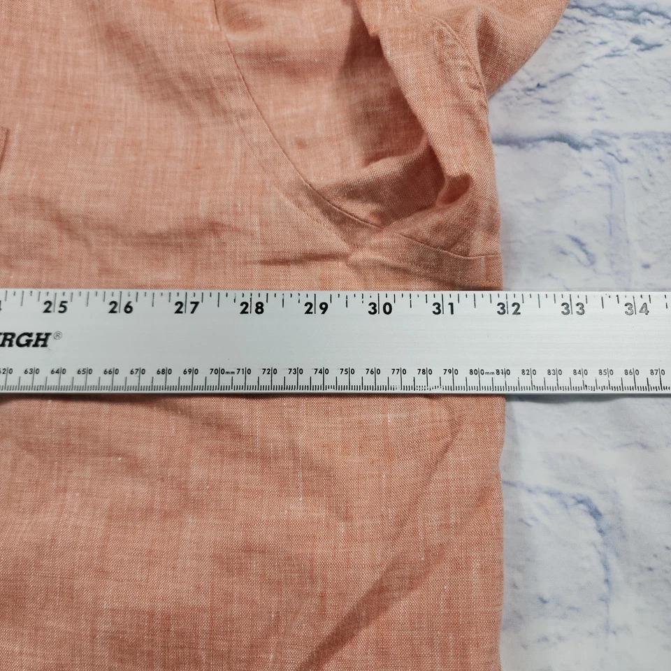 Jos A Bank Travelers Collection PARA HOMBRES 3XB Camisa Manga Corta Melocotón 100% Lino Foto 3 de 4