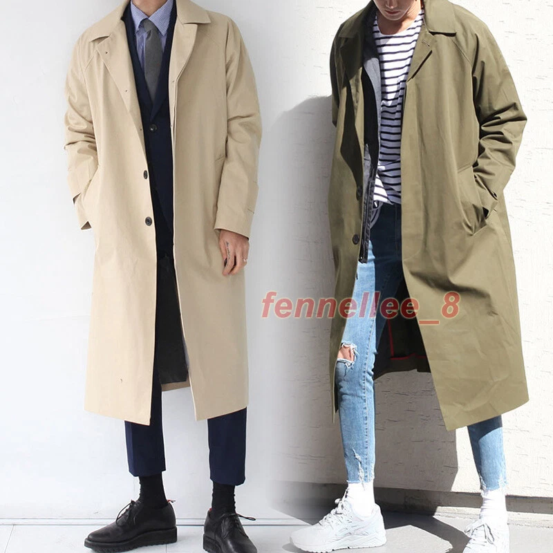 Mens single breasted trench coat hotsell
