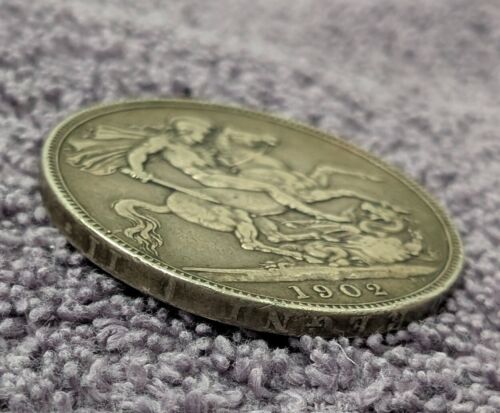 1902 King Edward VII Crown C Solid Silver Antique Coin 0.925 Sterling Man Utd UK - Bild 8 von 12