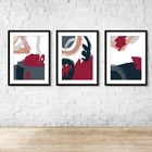 Hand Painted Modern Burgundy Grey Abstract Wall Art Print Picture 1 Or Set Of 3