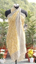 Beach Wrap Pareo, Hand Block Printed Cotton Sarong, Long Scarf, Large Sarong,