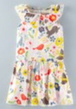 NWOT Mini Boden Floral Summer Ruffle Dress Cotton Flower Bird size 9 10 Y