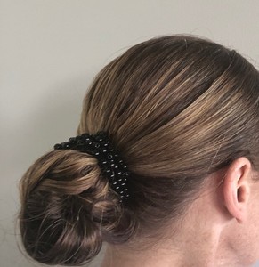 White And Black Pearl Like Beads Hair Tie Elastic Ponytail Holders