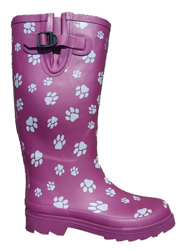 Mujer Botas de Agua Perro Caminando Estampado Huellas Hebilla Ajustable Lluvia - Imagen 3 de 15