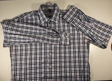 Peter Millar Blue Plaid Cotton Long Sleeve Button Down Shirt Men's Medium