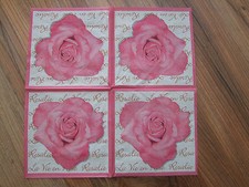 4 SERVIETTES de table anciennes en PAPIER / fête / découpage / artisanat /ROSES