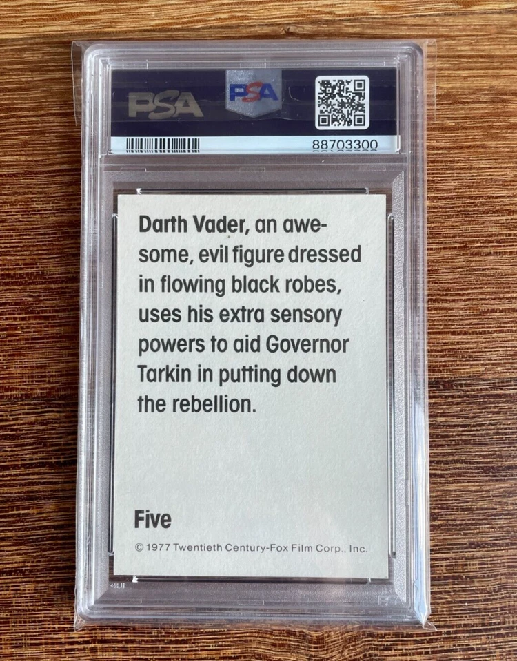 1977 Star Wars Wonder Bread Darth Vader #5 Graded PSA 8 NM-MT - Image 3 of 4