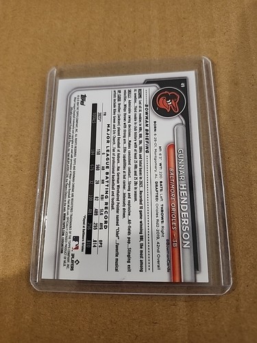 2024 Bowman Chrome #49 Gunnar Henderson Mojo Refractor Baltimore Orioles - Picture 2 of 2