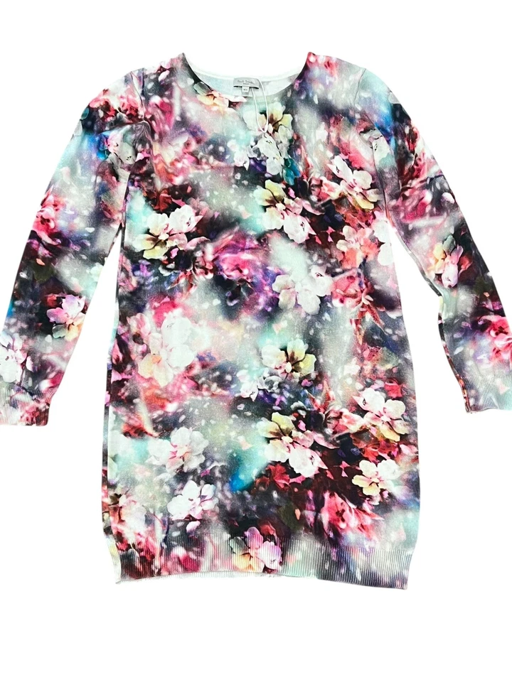 PAUL SMITH JUNIOR NIÑA PUNTO SUÉTER VESTIDO MULTI FLORAL ALGODÓN MANGA LARGA 10 Foto 3 de 4