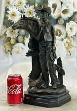 Bronco Buster Original Western Cowboy Horse Rodeo Rider Bronze Marble Statue
