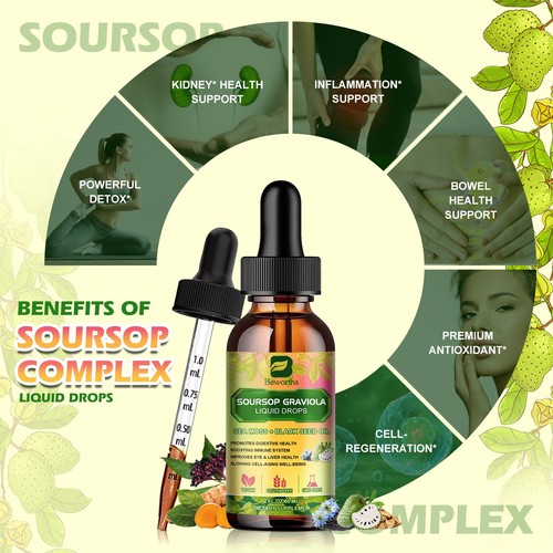 100% Pure Graviola Soursop Liquid Drops w/ Sea Moss Balck Seed Oil Herbal Drops - Picture 6 of 8