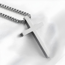 Men's Catholic Jesus Christ Religious Cross Crucifix Pendant Necklace Chain Gift