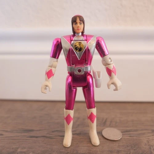 Vintage 1993 Bandai Power Rangers Pink Ranger Metallic Figure Kimberly Flip Head