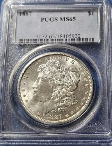1887 PCGS MS65 Morgan Silver Dollar Gem BU Uncirculated Beautiful Coin!