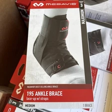 New! McDavid 195 ankle brace lace-up W/straps level 3 medium 8.5-9.5”