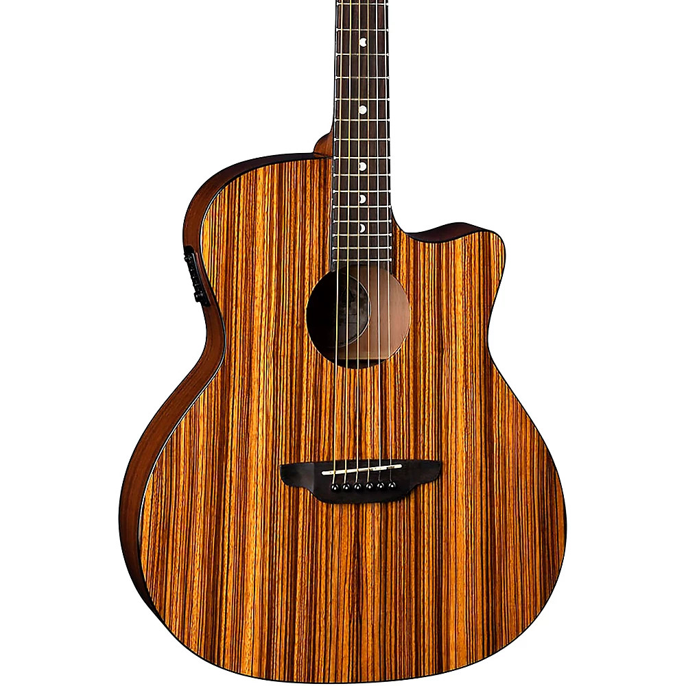 Luna Guitars Gypsy Zebra Grand Concert Acoustic-Electric Guitar Zebrawood