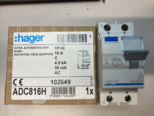 HAGER DIFFERENZIALE MAGNETOTERMICO SALVAVITA 1P+N 2M 4, 5K 16A ADC816H