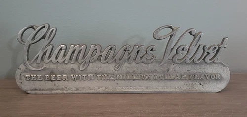 Champagne Velvet Cast Aluminum Vintage Metal Beer Sign Terre Haute Brewing Co