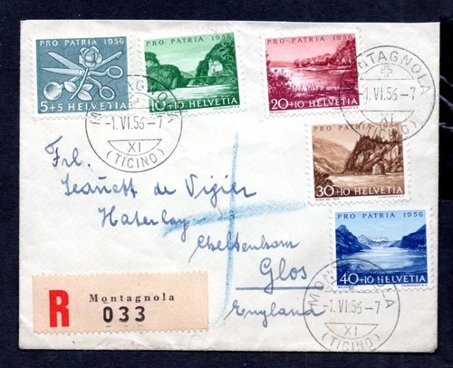 Switzerland - 1956 Pro Patria Registered First Day Cover