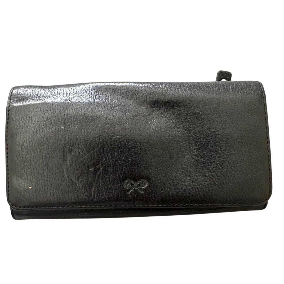 Anya Hindmarch London Black Leather Zip Around Wallet 7.5” Continental Designer Small Double Zip Wallet | Anya Hindmarch US main image 2