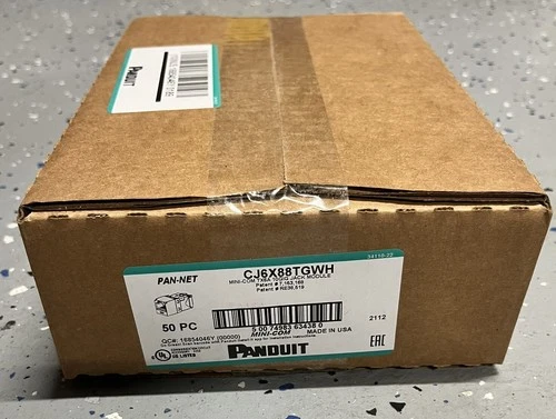 CJ6X88TGWH Cat 6A Wall Jacks | New, Sealed box of 50