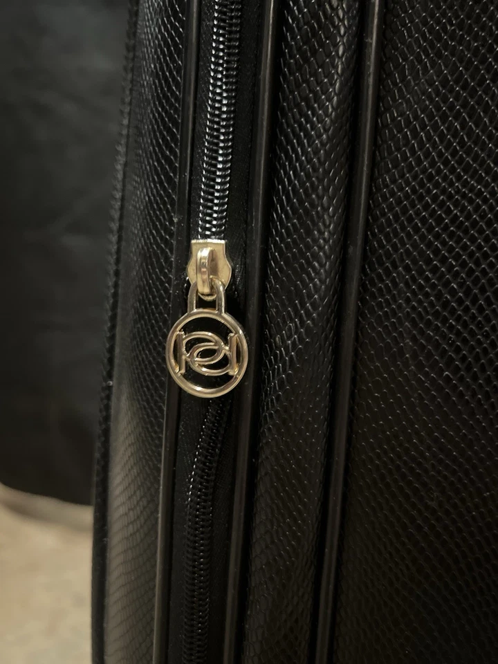 BeBe Designer 21” Faux Leather Suitcase-  Black & Gold w Luxury Animal Print - Image 3 of 4