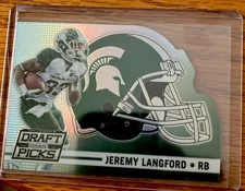 2015 Prizm Collegiate Draft Picks Helmet Die-Cut Jeremy Langford #21 Rookie MSU