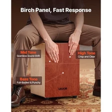 Cajon Box Drum Birch Wood Percussion Instrument Guitar Strings with Travel Bag