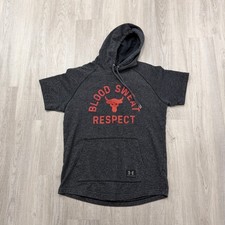 Under Armour Project Rock Respect Short Sleeve Hoodie Men's Large Gray 1326409