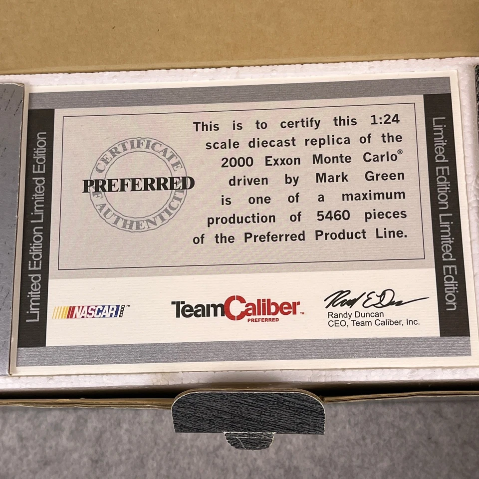 Mark Green 63 Superflo 1:24 Team Caliber Chevy Monte Carlo 2000 Preferred Series - Image 2 of 4