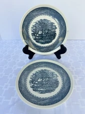 Taylor Ironstone Currier & Ives 7” Dessert Plate Set of 2 Old Homestead Winter