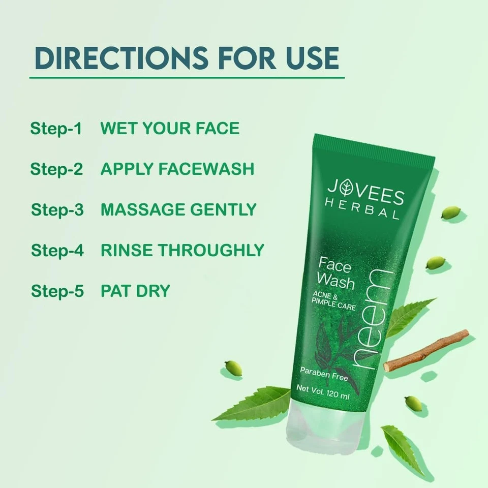 Jovees Herbal Neem Face Wash With Neem & Tea Tree Extracts | For Oily & Acne Pro - Image 3 of 4
