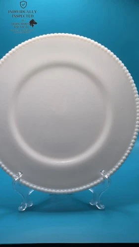 Westmoreland Milk Glass Plate 10 Inch Beaded Edge Dinner Plate Vintage