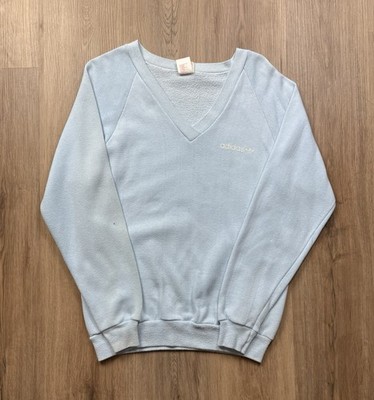 80s VINTAGE Adidas Baby Blue Pullover Sweatshirt Size Medium Made in USA Women s