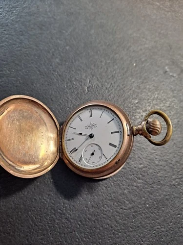 Vintage Antique ELGIN NATIONAL POCKET WATCH DUEBER 20 Year Case 40mm RUNS As Is!