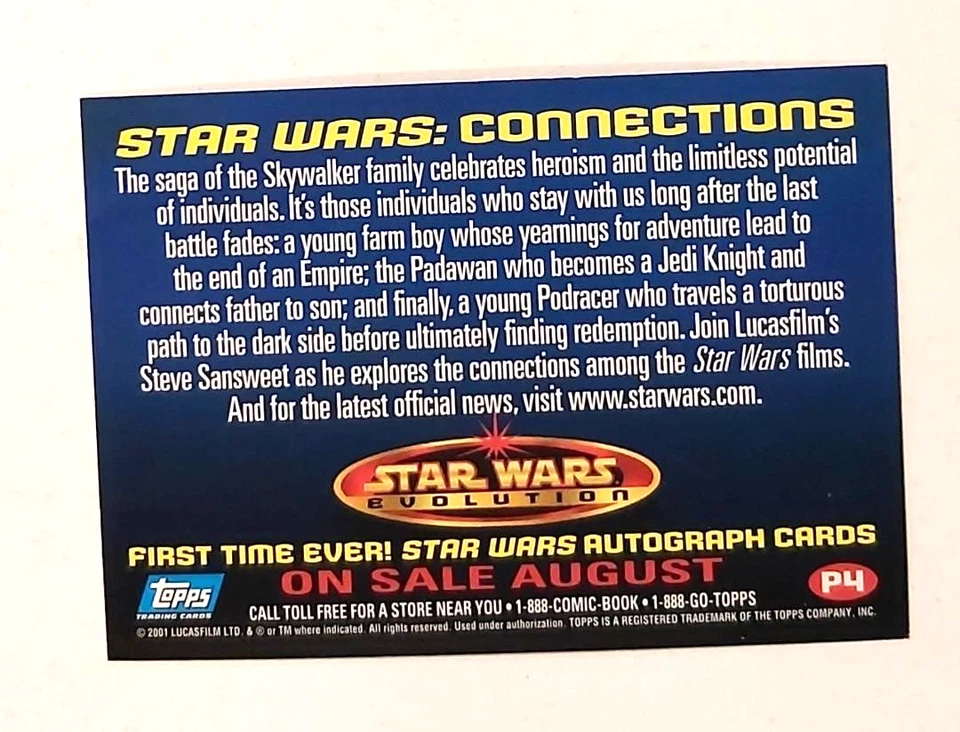 Star Wars Evolution / Promo Card #P4 / Anakin Skywalker / Topps 2001 / Mint - Image 2 of 2