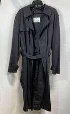 Bill Blass Men's Vintage 90s Trench Coat Black Belted Removable Liner 44 REG