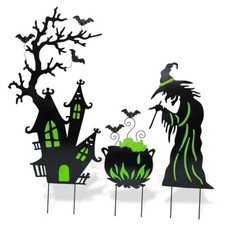 Outdoor Yard Signs Decorations, 3 Pack Yard Stakes Halloween