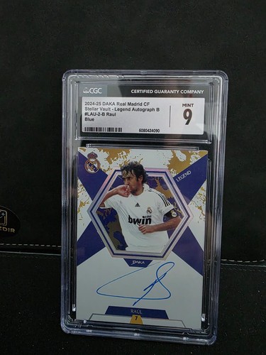RAUL Auto On Card /5 DAKA 2024-25 Real Madrid Stellar Vault Blue Legend CGC 9