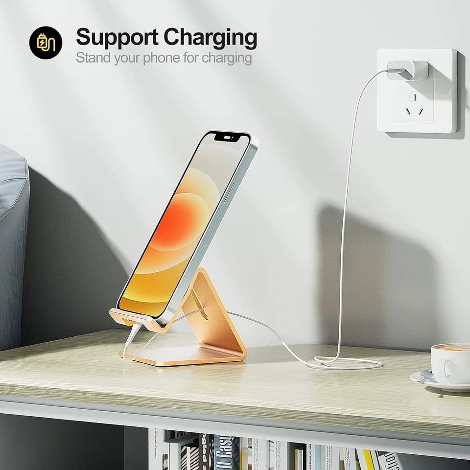 Soporte de soporte para teléfono celular de escritorio Urmust base de aluminio para A-Gold  Foto 3 de 4