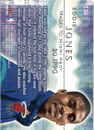 2000-01 Fleer Focus #236 Eddie Jones GREAT CARD!! - Picture 2 of 2
