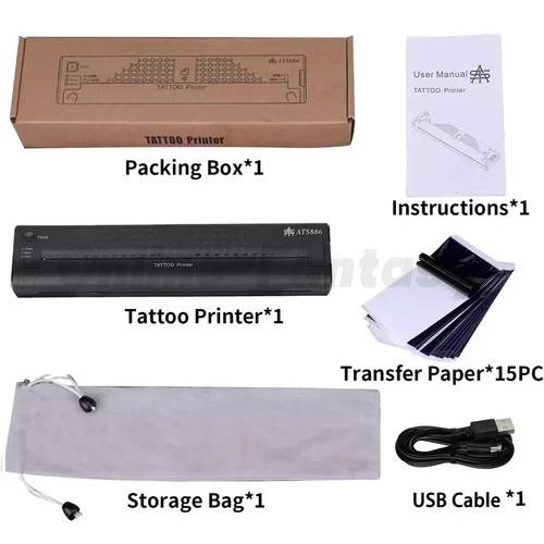 Mini Wireless Thermal Tattoo Transfer Stencil Printer Machine YILONG ATS886 video thumbnail