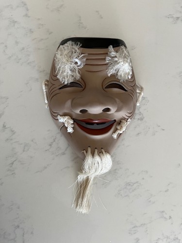 Japanese ceramic okina noh theater mask old man - Picture 2 of 6