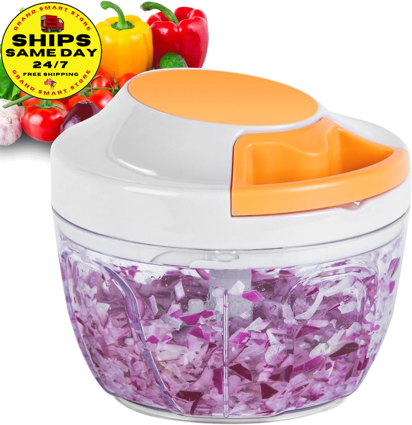 Manual Food Processor Vegetable Chopper, Portable Hand Pull String Garlic Mincer