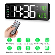  LED Digital Wall Clock Timer Electronic Alarm Clock for Gym Home Office Decor