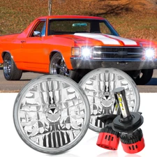 Fit Chevy El Camino 1971-1975 7" Inch Round LED Headlights Hi/Lo Beam White DRL